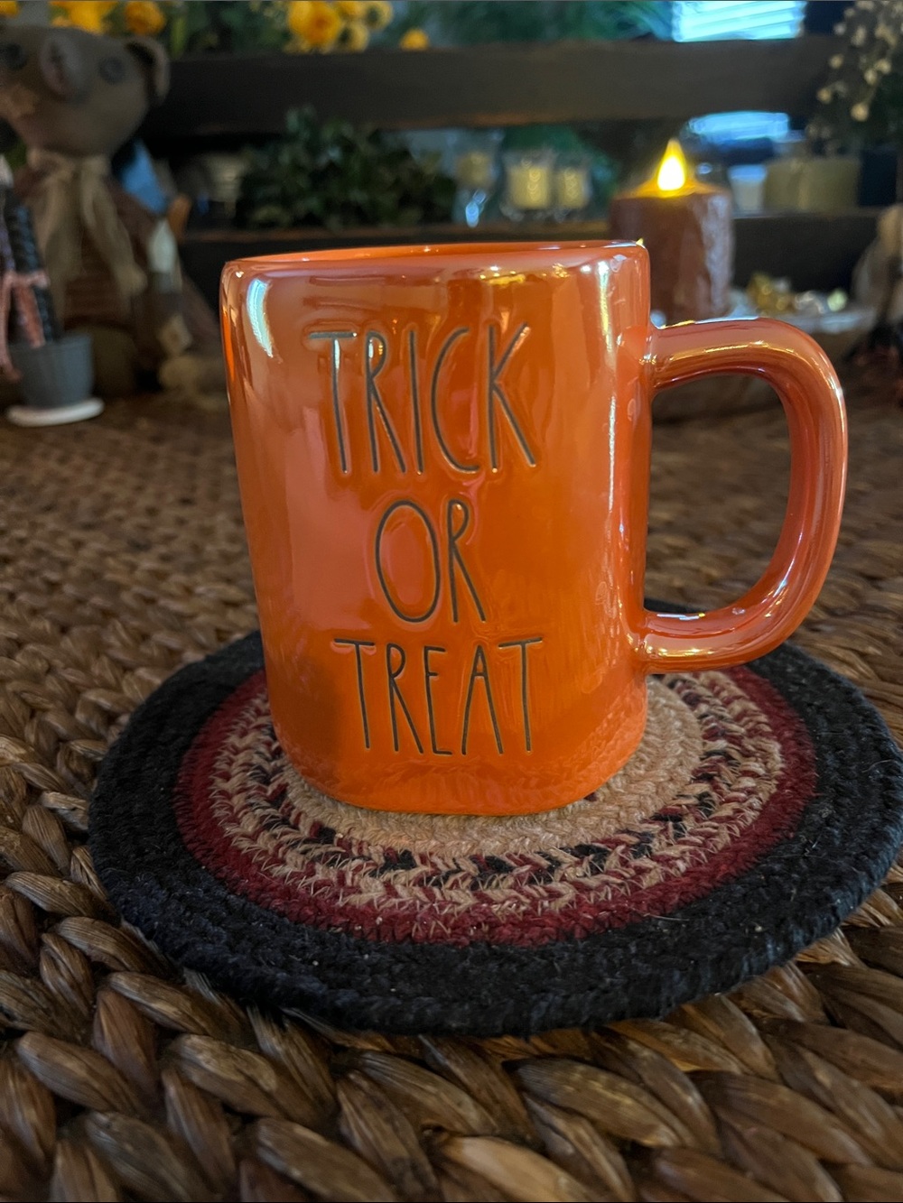 Rae Dunn Orange "Trick Or Treat" Ceramic Mug